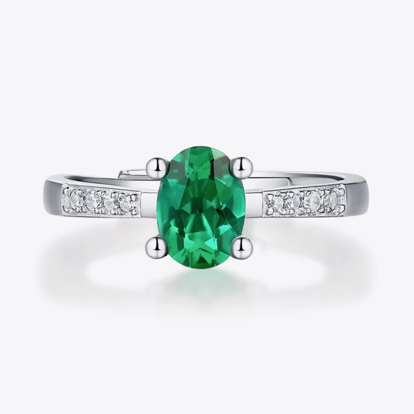 1 Carat Lab Grown Emerald Side Stone Ring - Picture 1 of 5